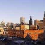 Panorama of downtown Milwaukee - seen during sunset