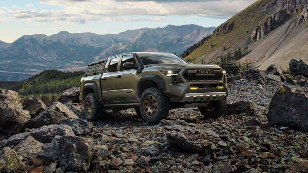 The 2024 Toyota Tacoma atop a rocky peak near Auburn, CA