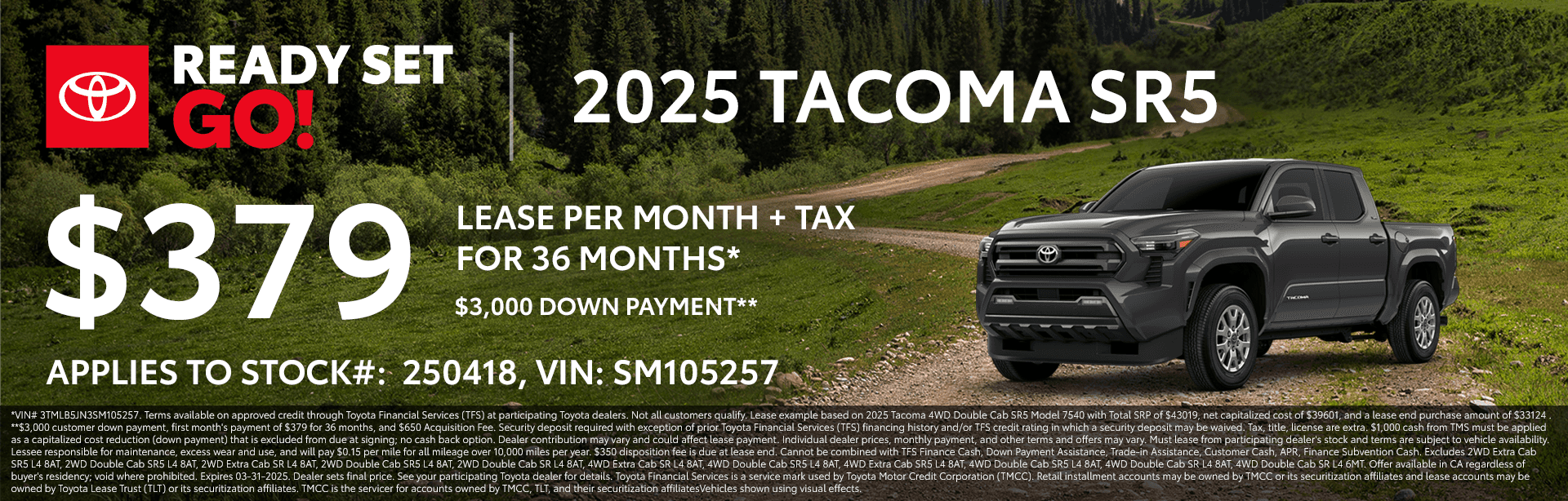 2025 Tacoma SR5 Lease Offer/Incentive