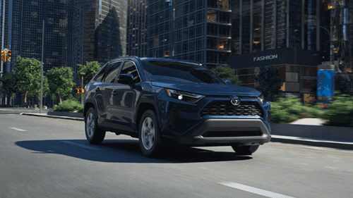 Toyota SUV on city street
