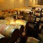 whiskey barrels in a louisville hotel basement