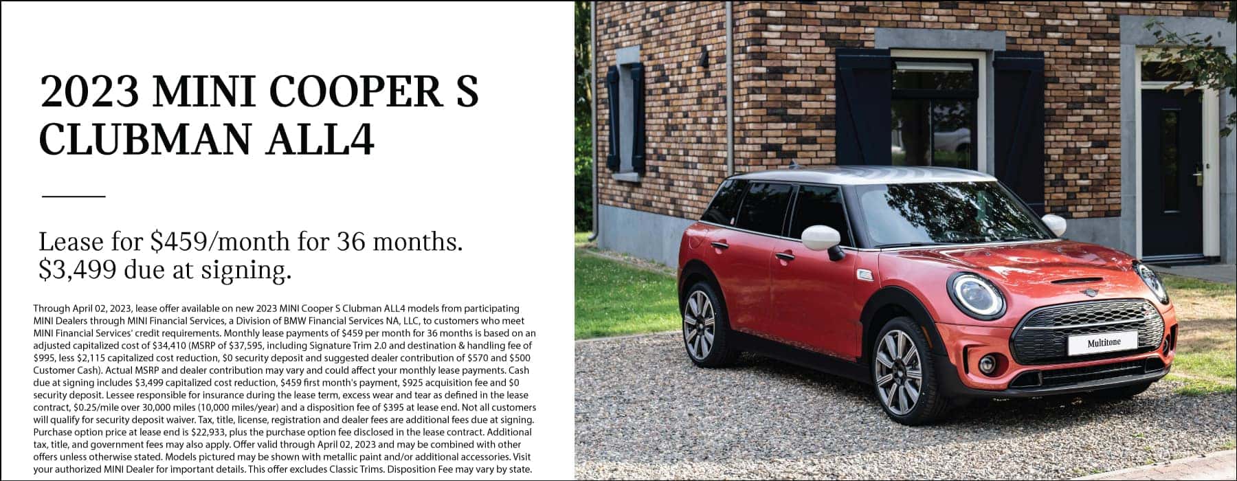 2023 MINI Cooper S Clubman ALL4 Lease Offer 