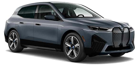 BMW iX all Electric SAV in Gray/Blue. Image contains no text.
