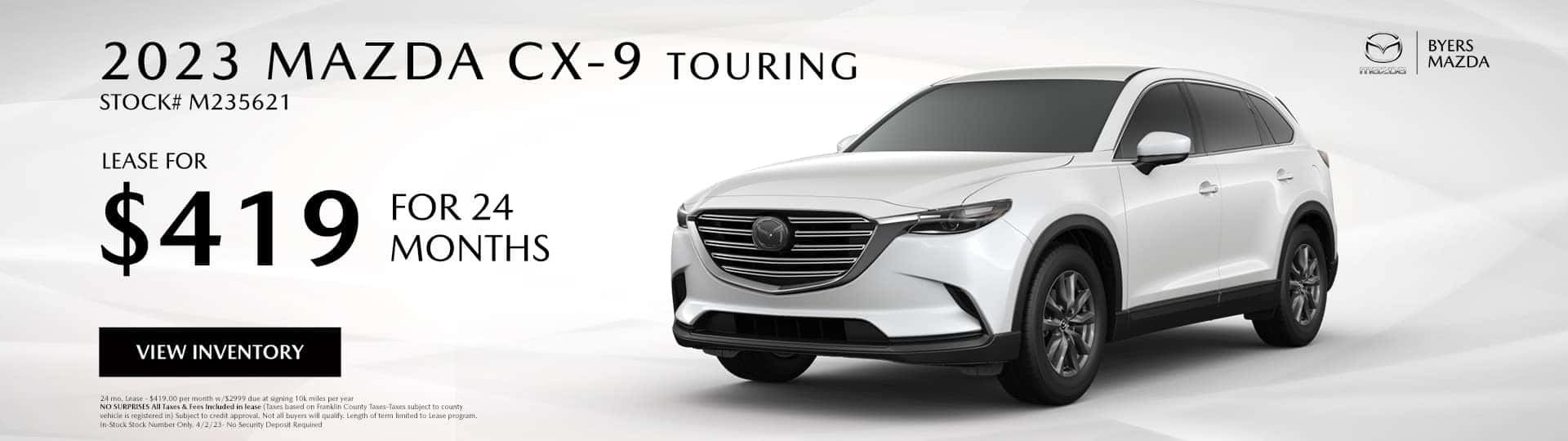 $419.00 per month w/$2999 due at signing 10k miles per year