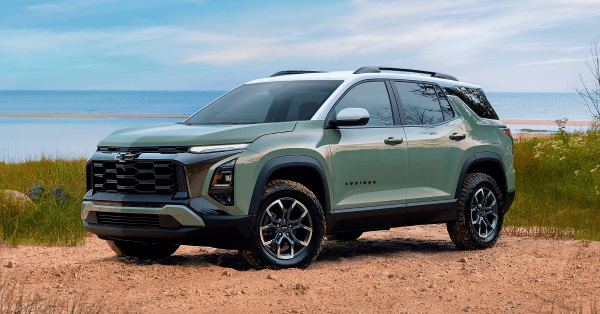 2025 Chevrolet Equinox SUV parked in front of a lake