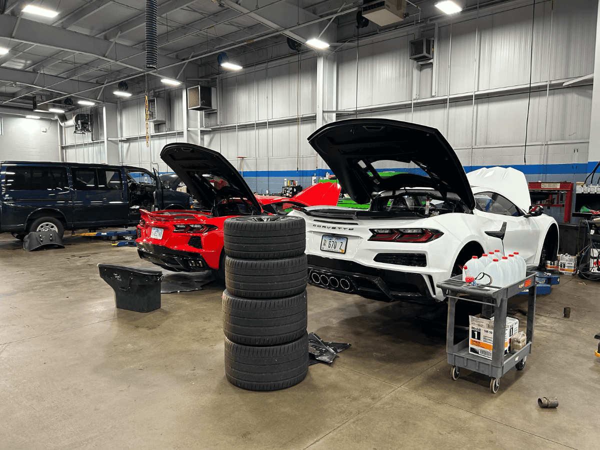 Corvette in Chesrown service bay