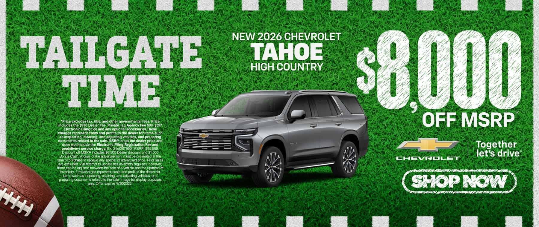 New 2026 Chevrolet Tahoe High Country $8,000 Off MSRP*