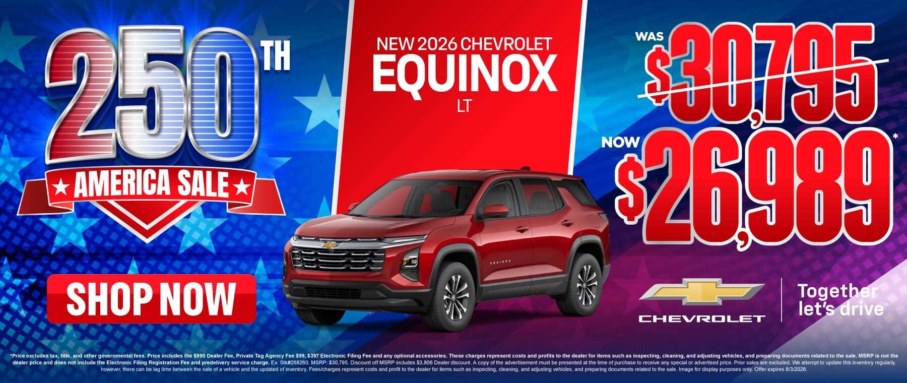 New 2026 Chevrolet Equinox LT "WAS $30,795 NOW $26,989*"