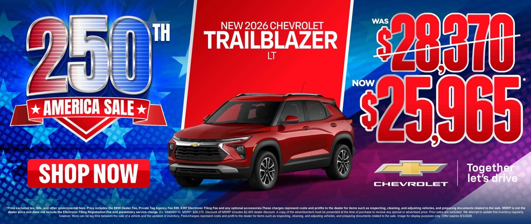 New 2026 Chevrolet Trailblazer LT "WAS $28,370 NOW $25,965"