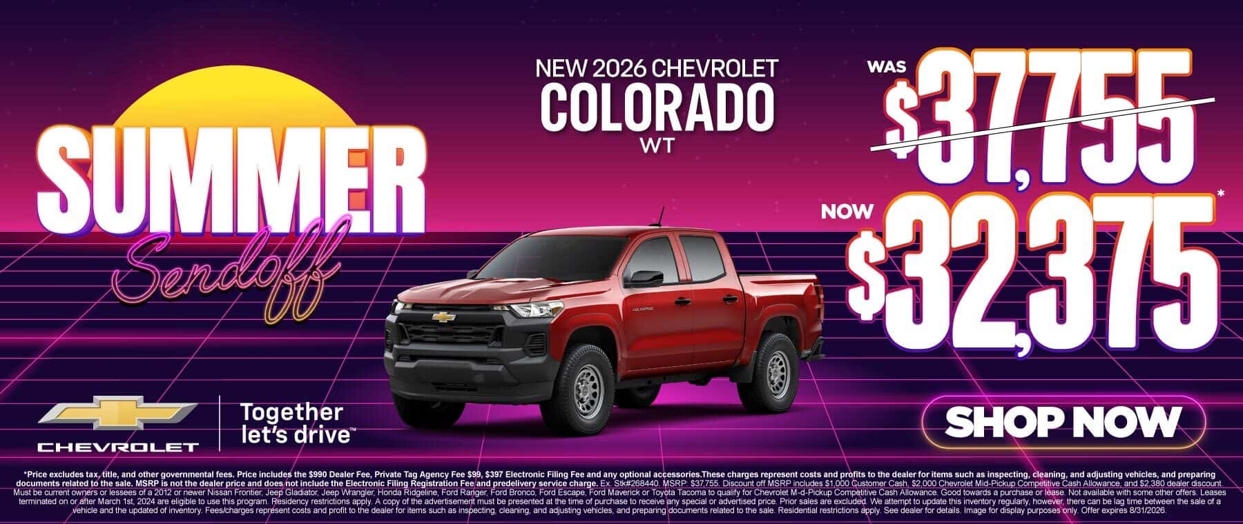 New 2026 Chevrolet Colorado WT "WAS $37,755 NOW $32,375*"