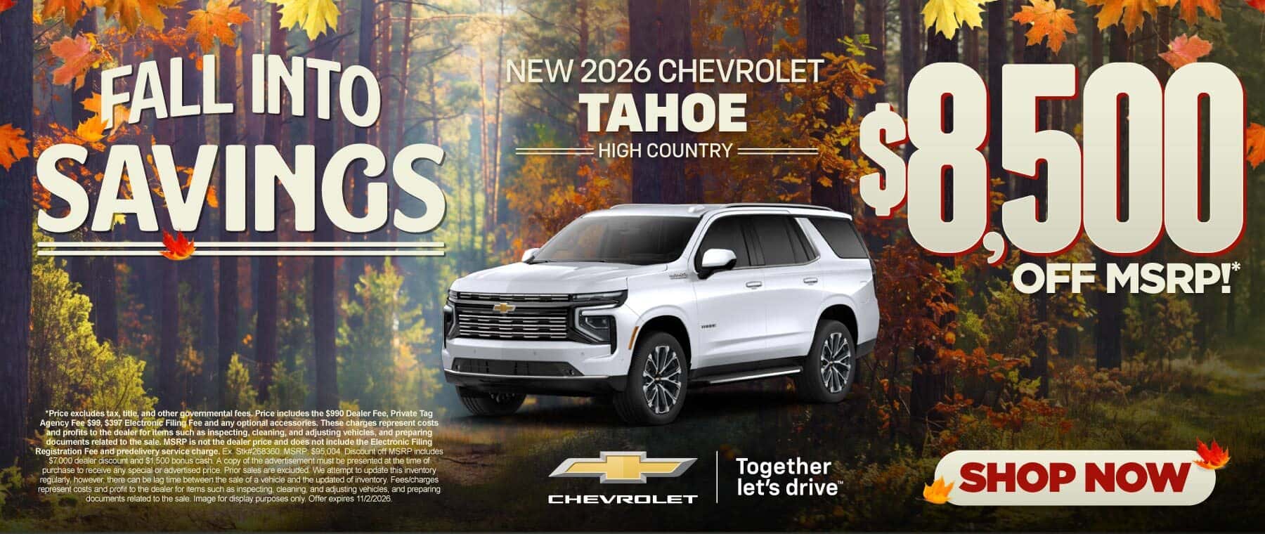 New 2026 Chevrolet Tahoe High Country $8,500 Off MSRP*