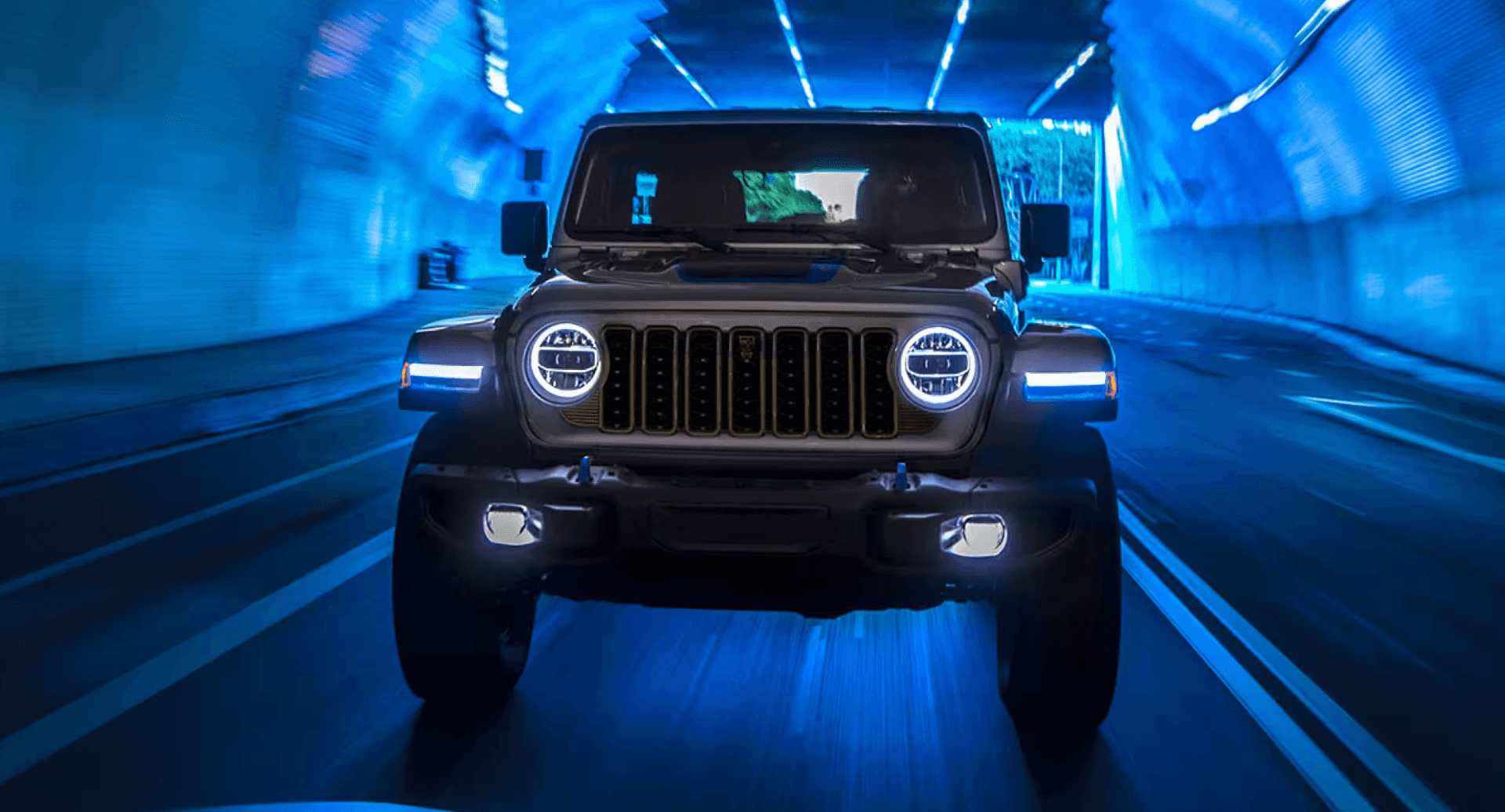 New Jeep driving through a tunnel