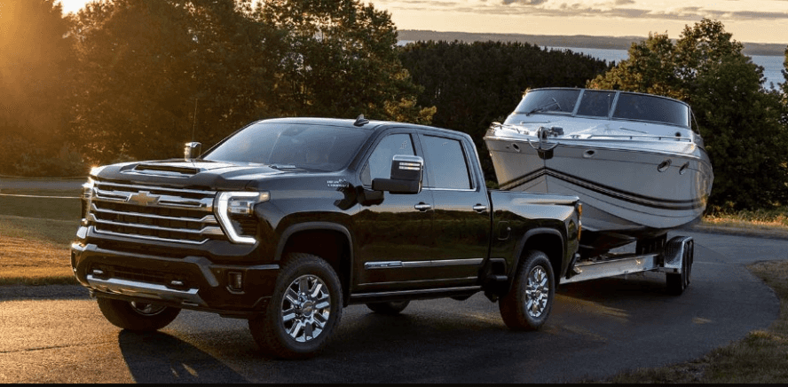 Used Chevy Silverado towing across Kansas