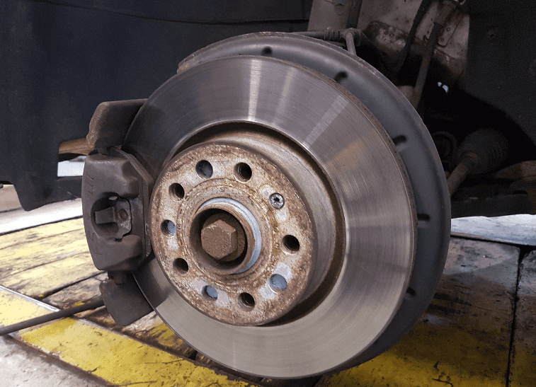 Close up of a vehicle's brake disc