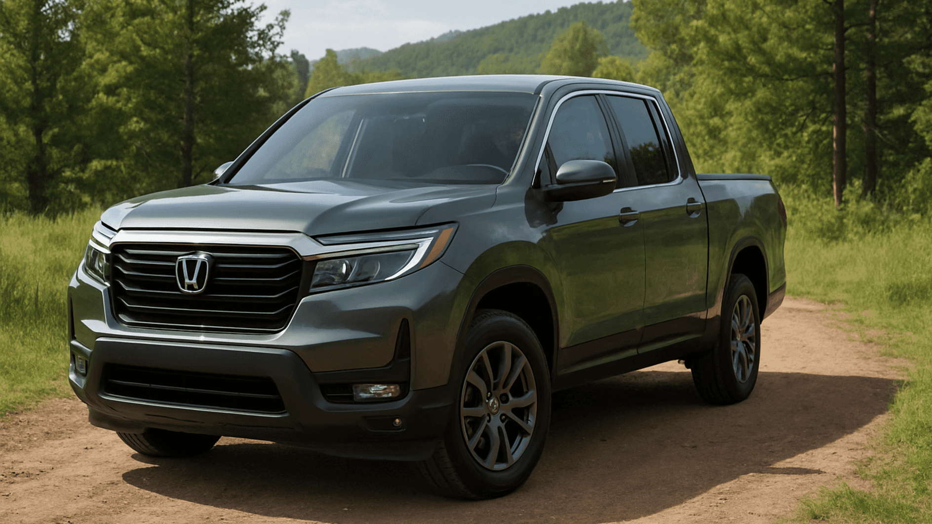 2025 Honda Ridgeline parked off road in nature