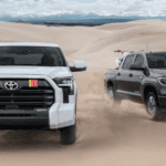2025 Toyota Tundras in a sand dune