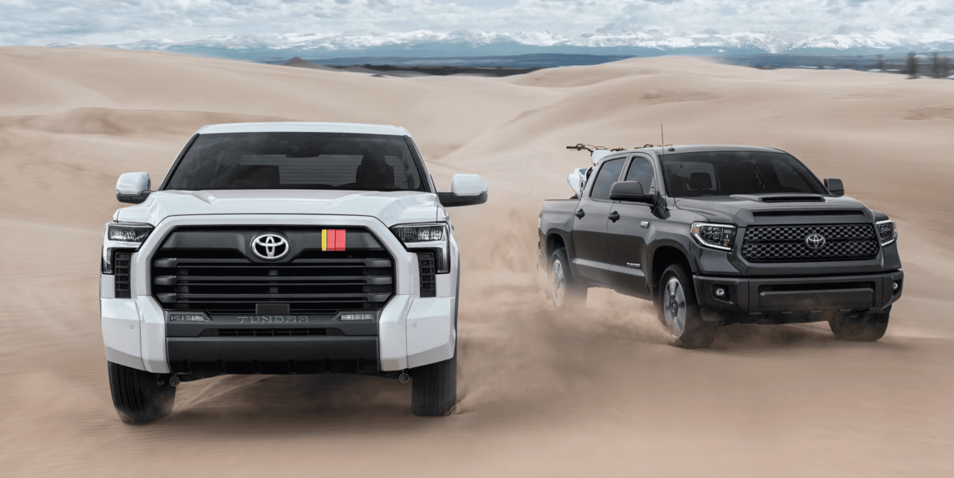 2025 Toyota Tundras in a sand dune