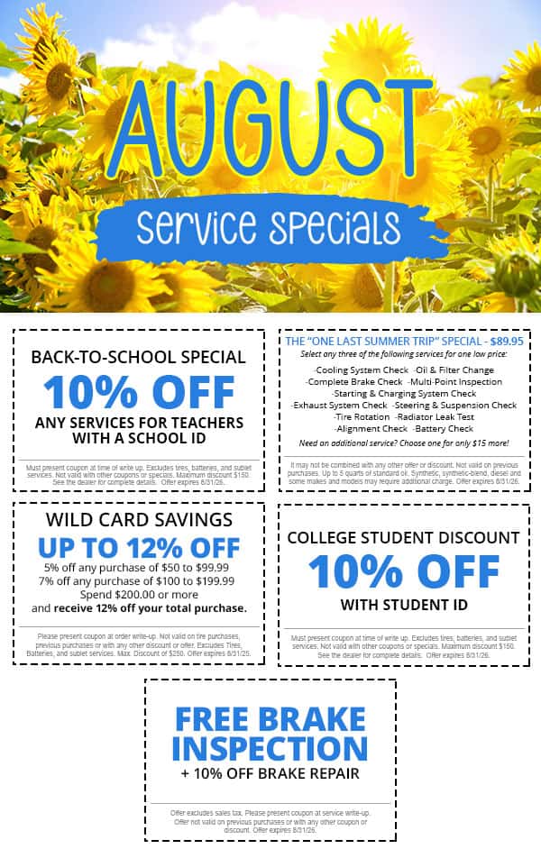 August Service Specials