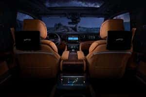 2022 Jeep Grand Wagoneer interior view of front seats and dashboard