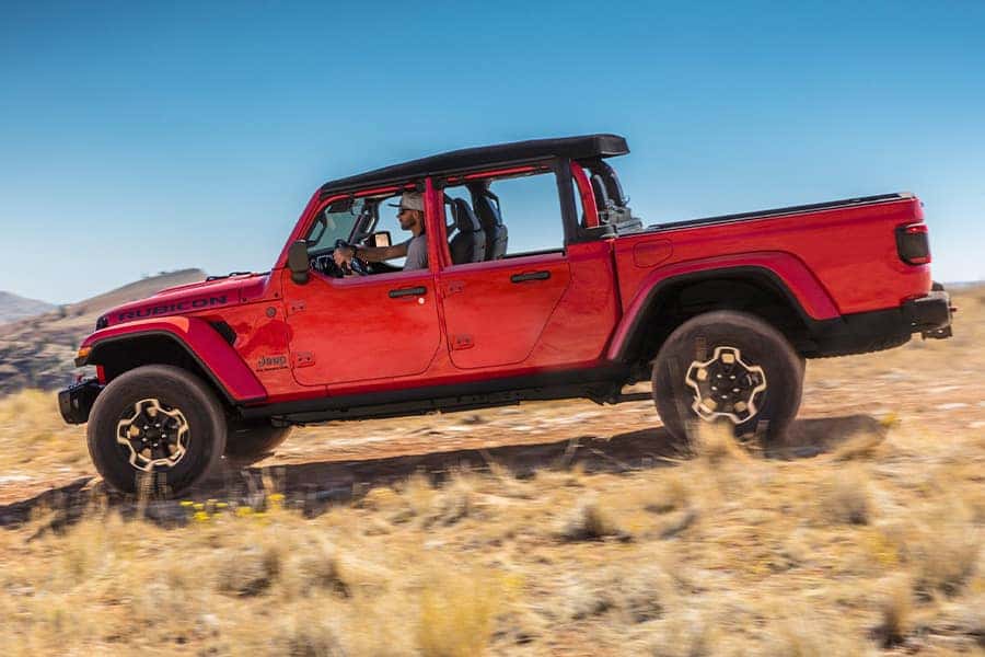 Jeep Gladiator Rubicon driving on a trail