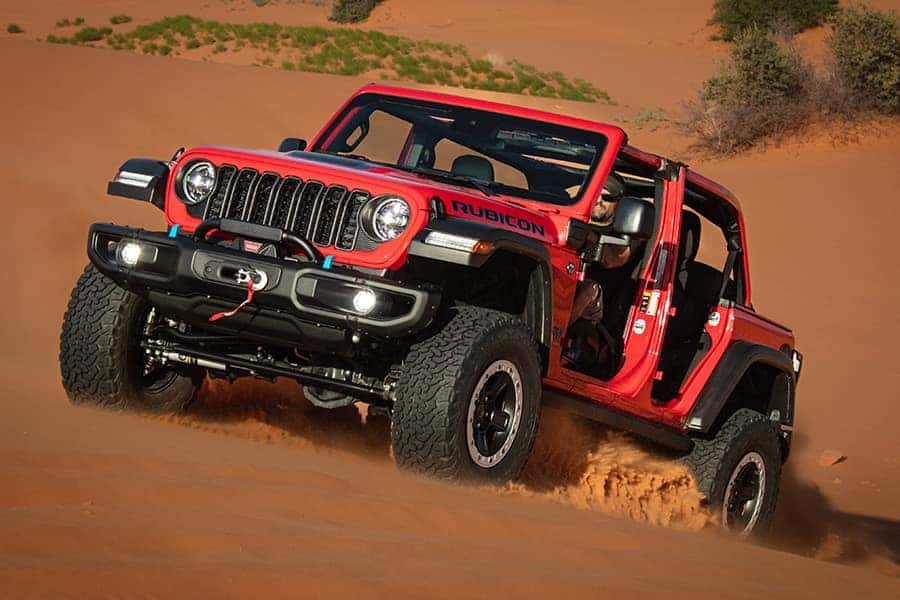 Jeep Wrangler Rubicon on a rocky trail
