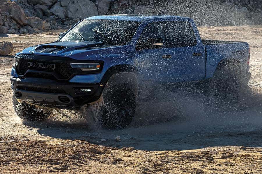 RAM TRX truck on a rugged road