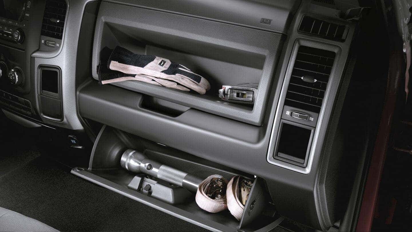 2018 Ram 1500 Front Interior Glove Box Detail