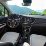 The black and white interior is shown on a 2021 Buick Encore.