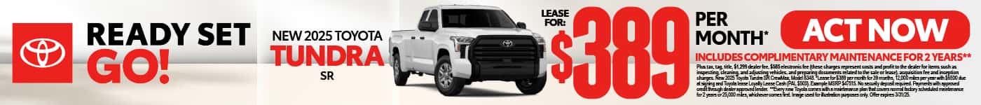 2025 Toyota Tundra SR Lease for $389 per month* Includes Complimentary Maintenance for 2 years**