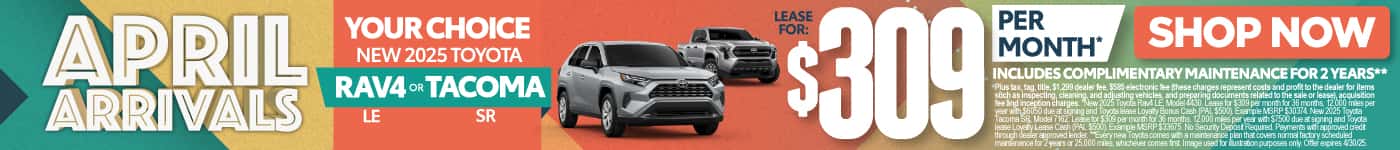 2025 Rav4 LE or 2025 Tacoma SR 