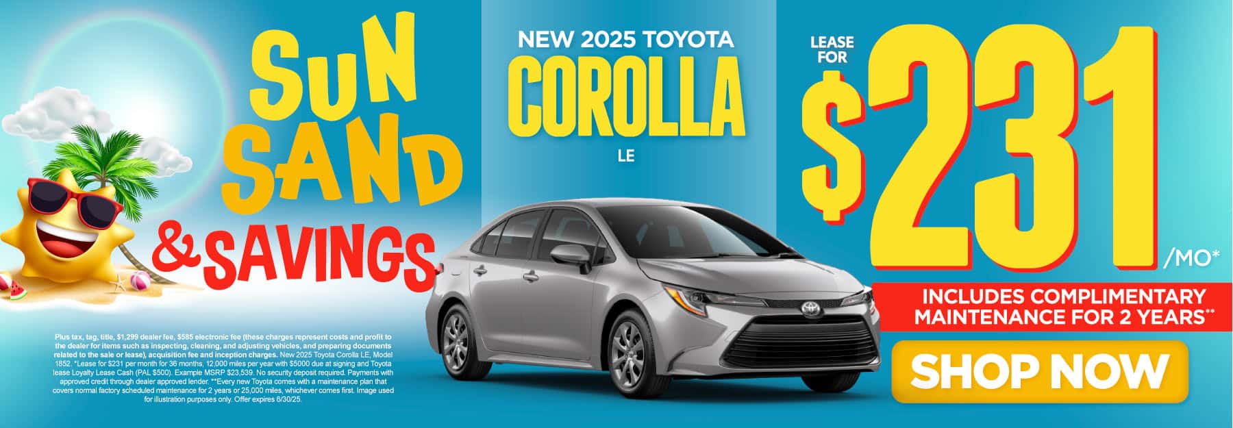 New 2025 Toyota Corolla LE "Lease for $231 Per month* Includes complimentary maintenance for 2 years**"