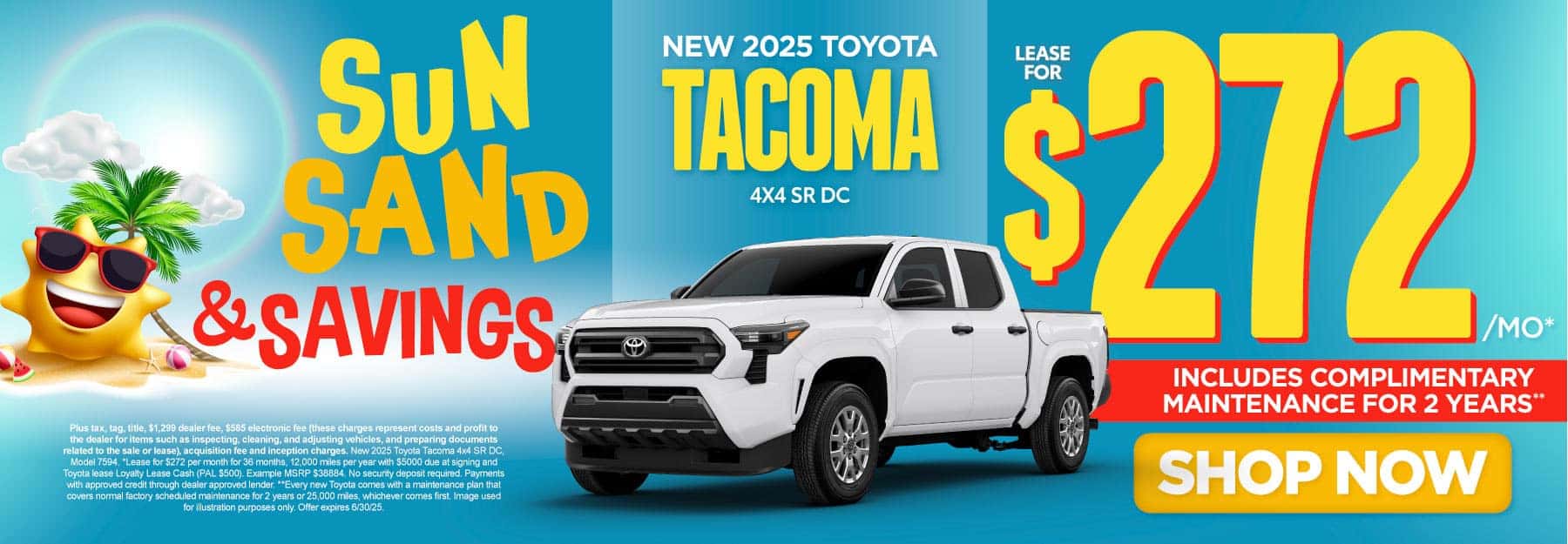 New 2025 Toyota Tacoma 4X4 SR DC "Lease for $272 per month* Includes complimentary maintenance for 2 years**"