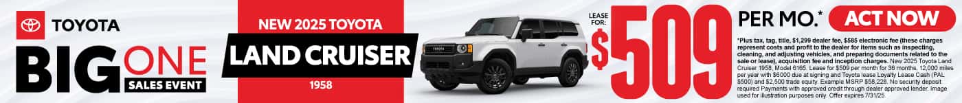 New 2025 Toyota Land Cruiser 1958 Lease for $509 Per Month*