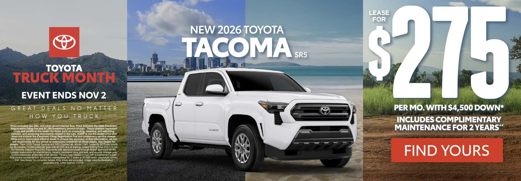 2026 Toyota Tacoma SR5 Lease for $275 Per month*