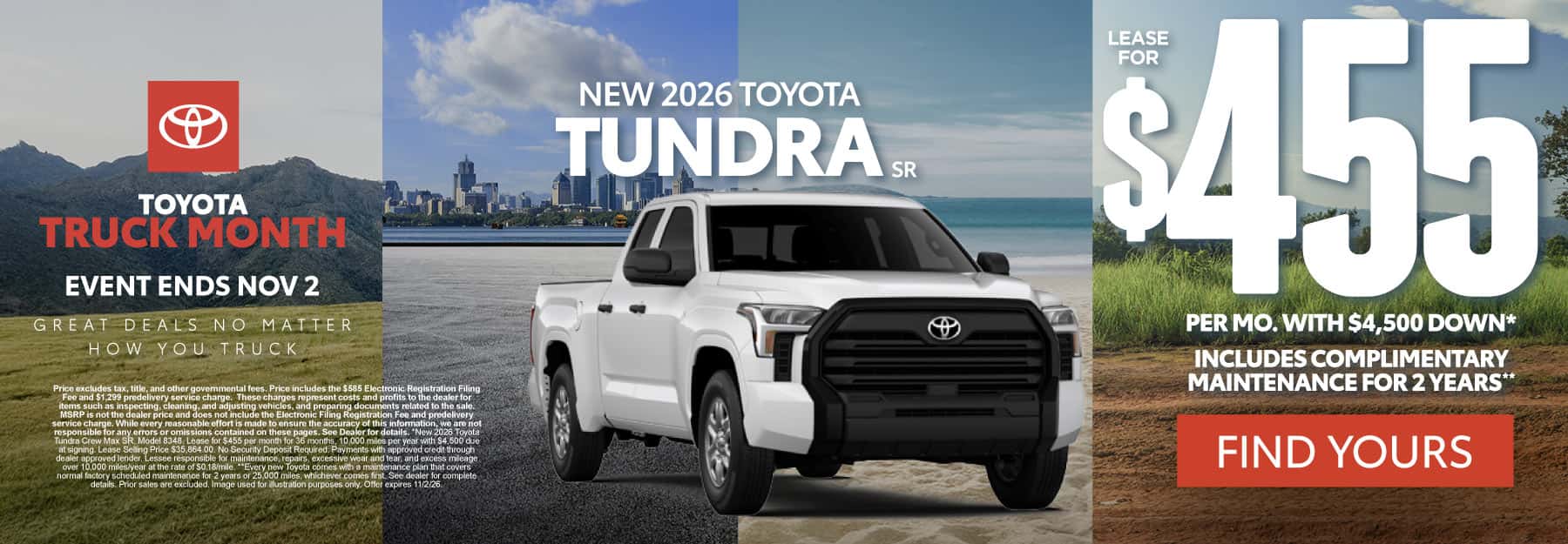 2026 Toyota Tundra SR Lease for $455 Per month*