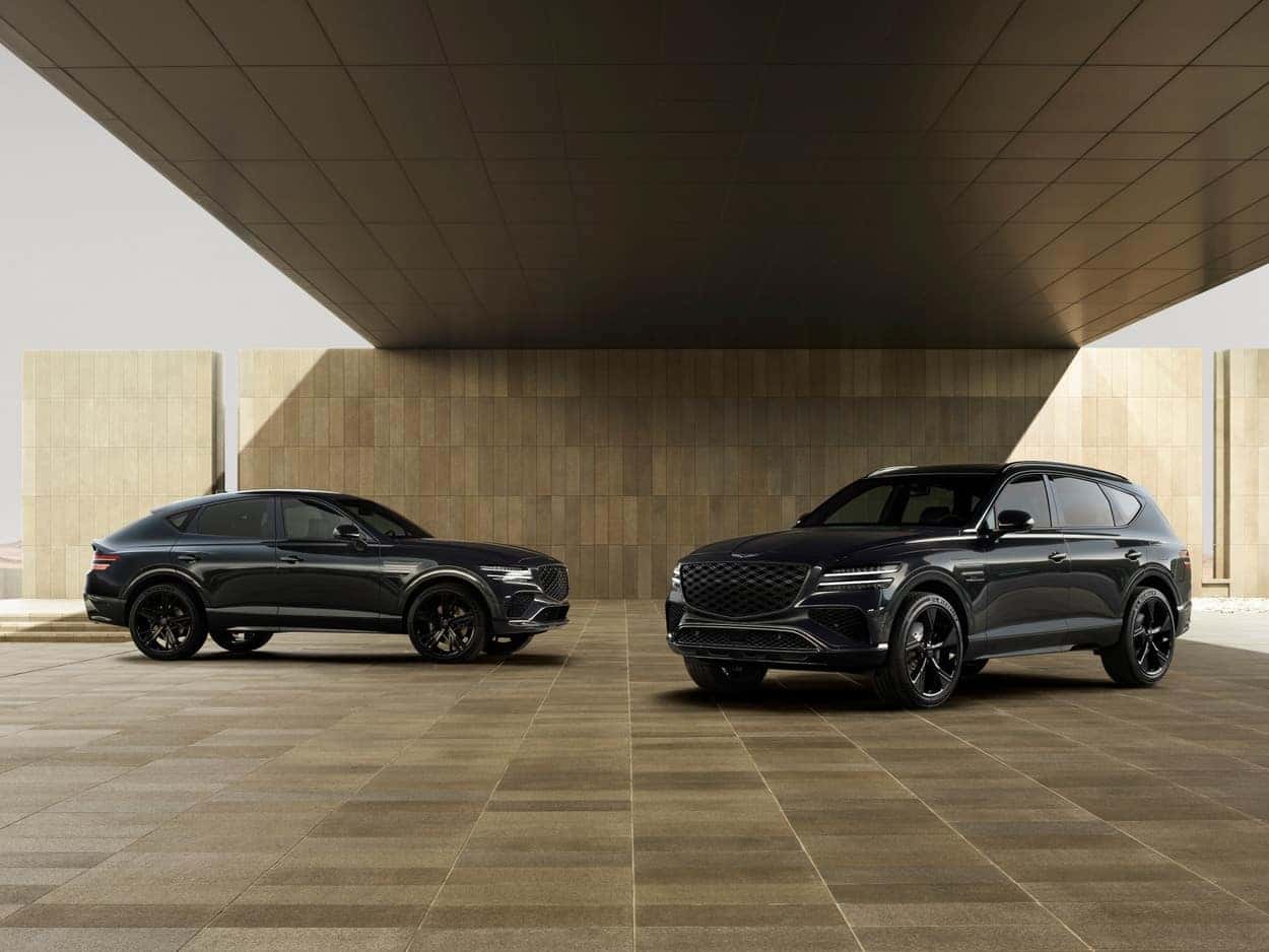 GV80 BLACK AND GV80 COUPE BLACK vehicles parked