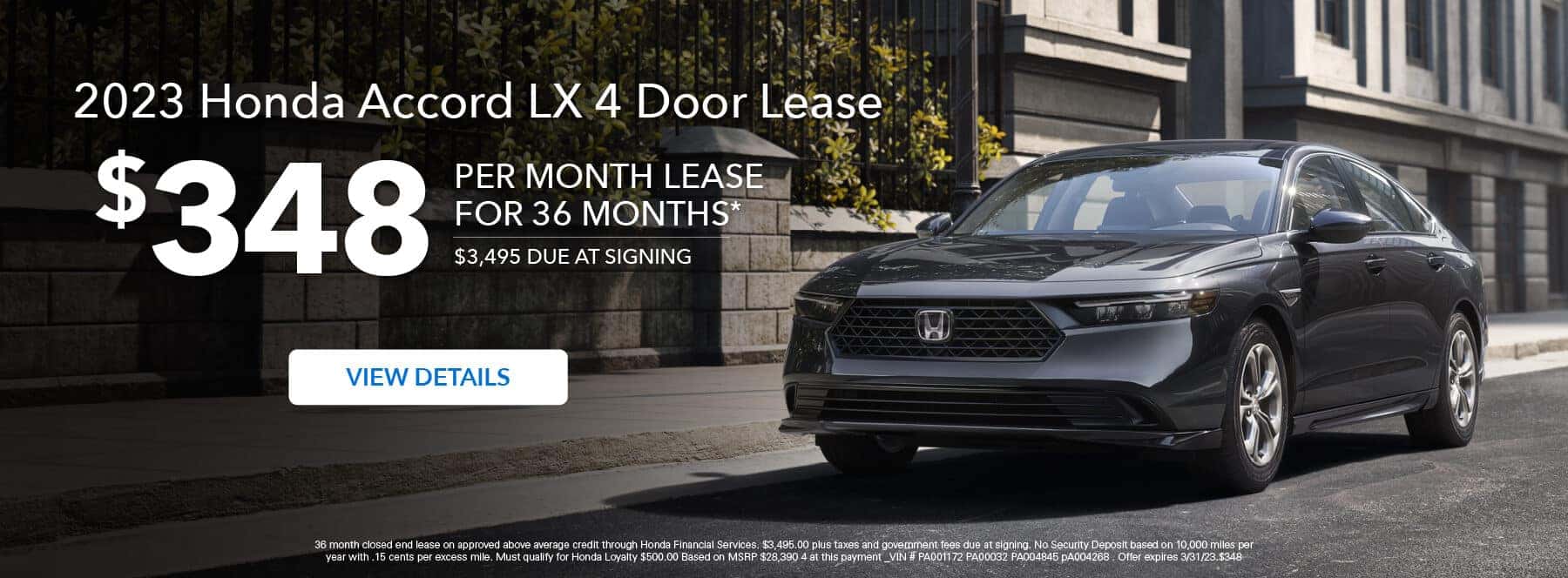 2023 Accord LX Lease Web Banner