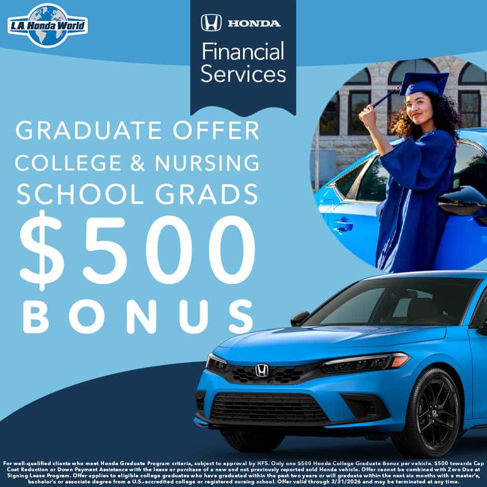 College Grads $500 Bonus on a New Honda