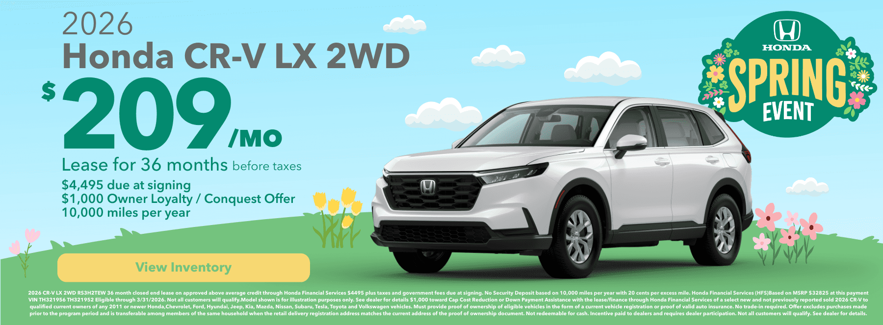 2026 CR-V lease offer $209