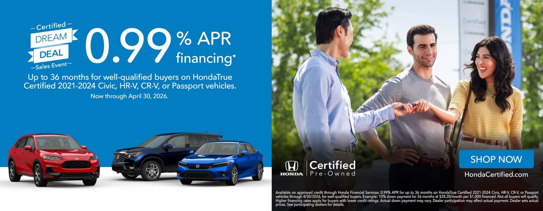 HondaTrue Certified APR .99%