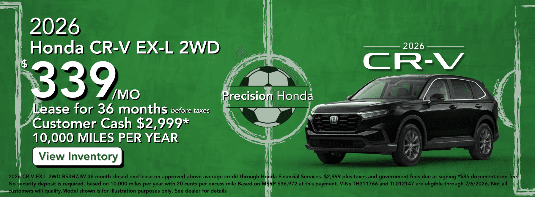 2026 CR-V lease offer 339