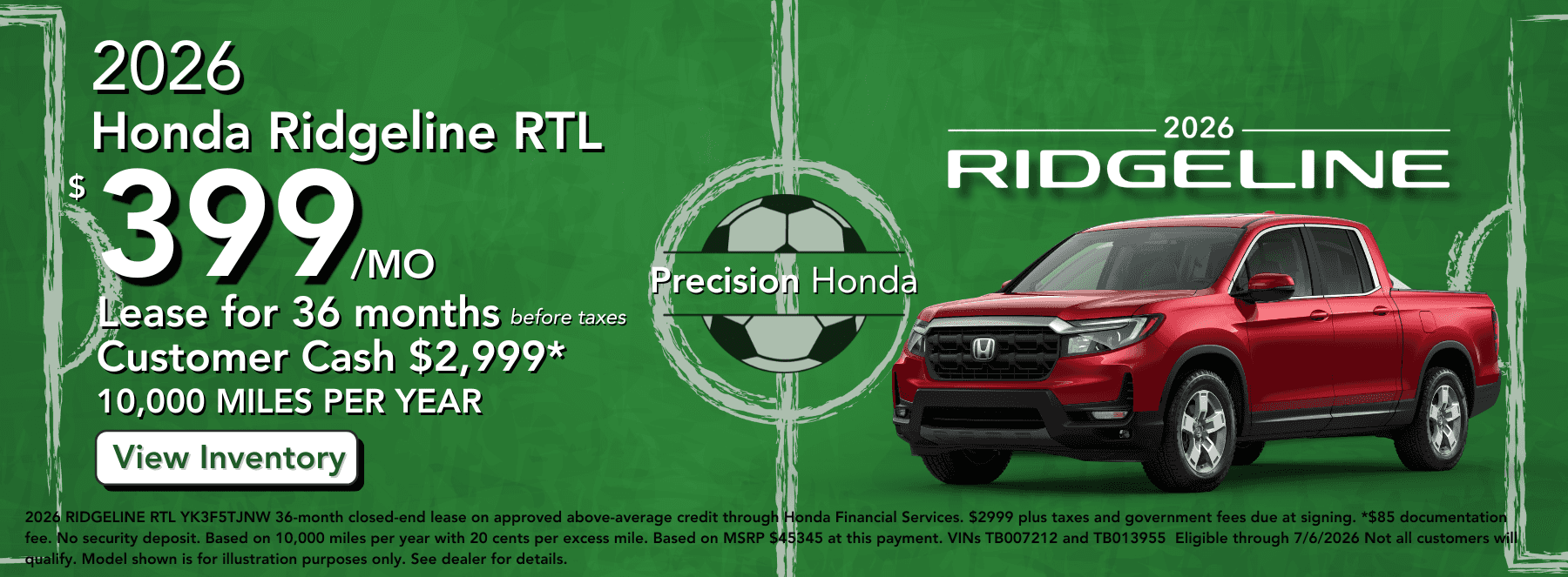 ridgeline best lease offer 399