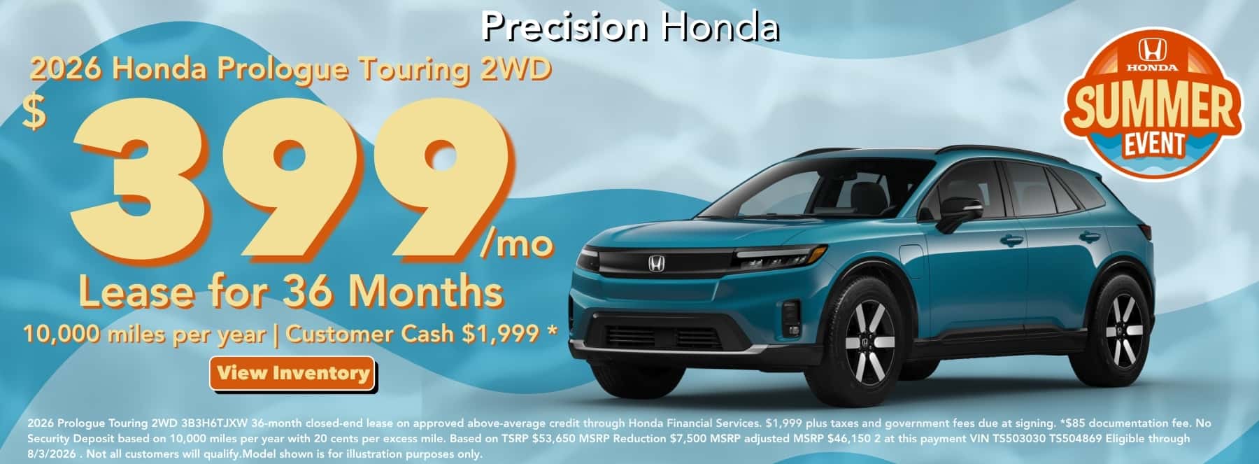 Best lease offer Prologue $399