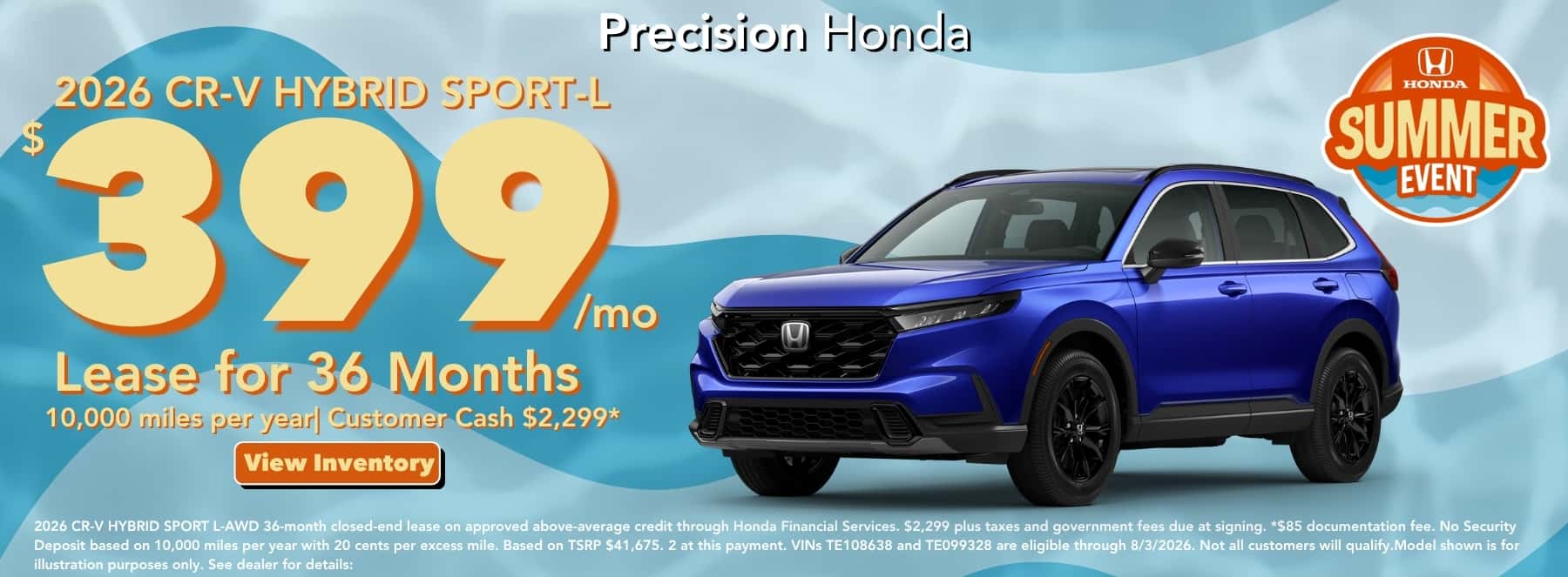 Best CR-V Hybrid lease offer $399