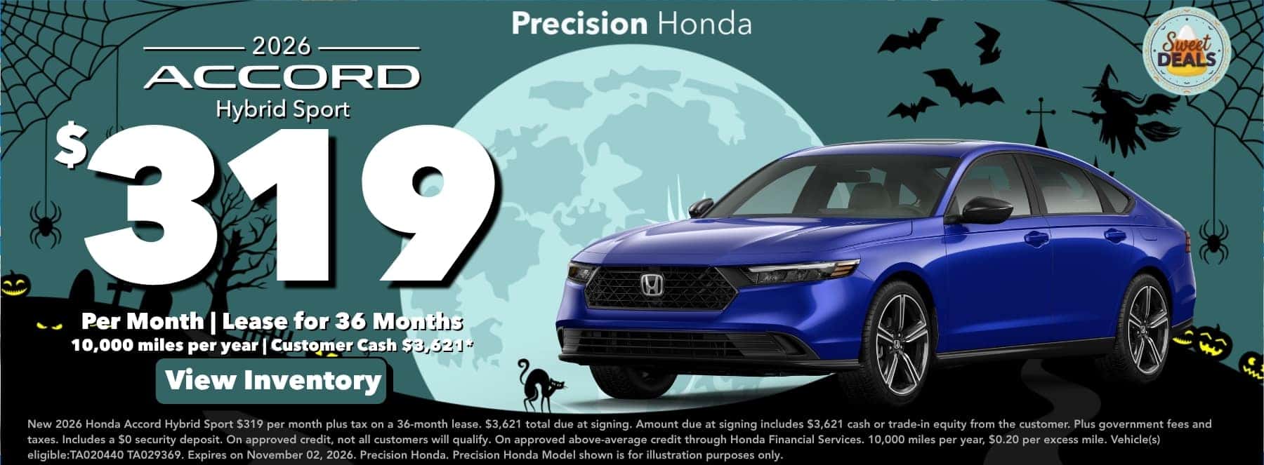 2026 Accord Hybrid October Lease offer $319 per month plus tax