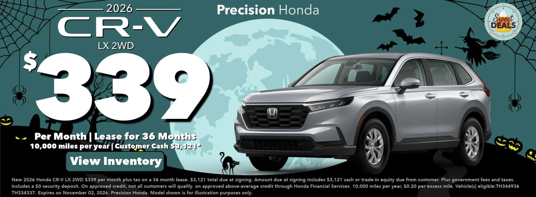 2026 CR-V October Lease offer $339 per month plus tax