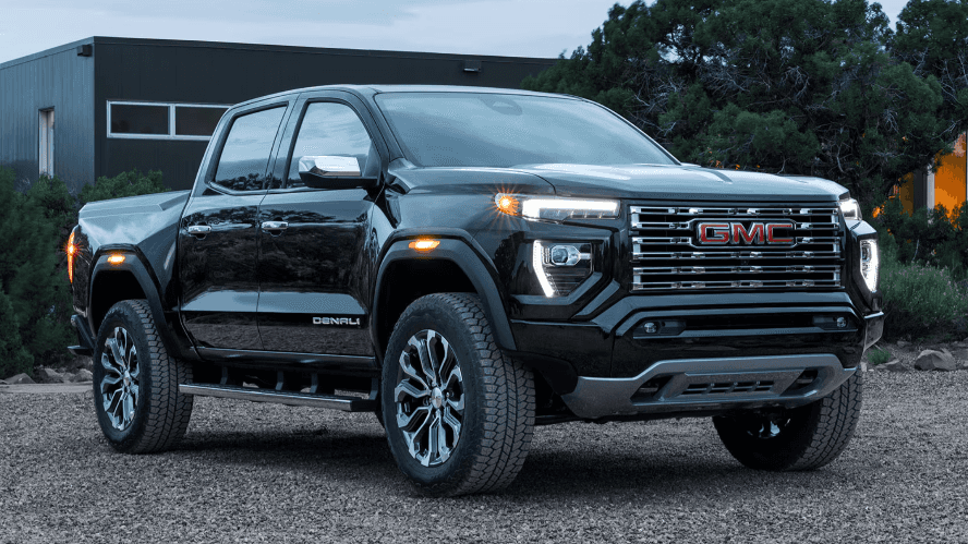 New GMC Canyon parked in front of a Wichita residence