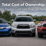 three older Toyota models facing the camera