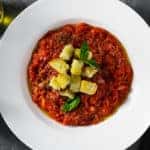 Tuscan bread soup or "Pappa al pomodoro" typical Italian dish