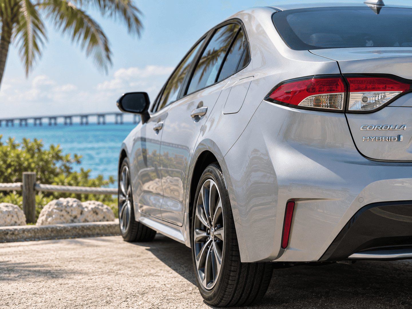 2026 Toyota Corolla driving smoothly on an island road in the Florida Keys
